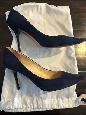Women's Jimmy Choo Navy Suede Pointed-Toe Pumps